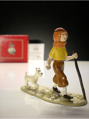 Scène Tintin, Milou Et Haddock Dans Le Désert Sur Chameaux – Résine Hergé/Moulinsart, édition 2005, Neuve